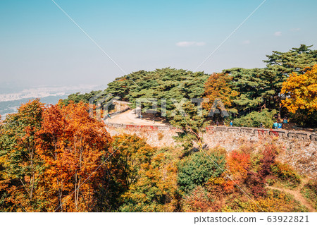 Namhansanseong Fortress and autumn maple trees in Gwangju, Korea Namhansanseong Fortress and autumn maple trees in Gwangju, Korea 63922821