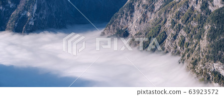 Autumn Alps mountain misty morning view from Autumn Alps mountain misty morning view from 63923572