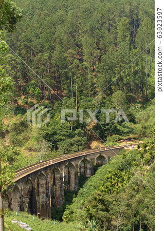 The famous nine-arch bridge of the railway in the The famous nine-arch bridge of the railway in the 63923597