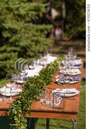 Preparing for an open-air party. Decorated with Preparing for an open-air party. Decorated with 63923650