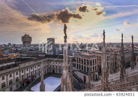 Milan and the city as seen from the Duomo Milan and the city as seen from the Duomo 63924851