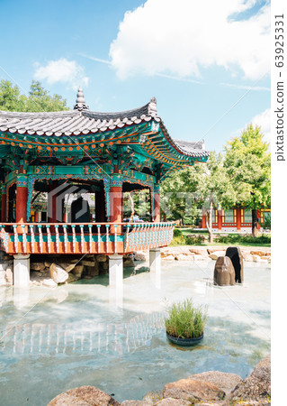 Korean traditional pavilion and pond at Gyeongsang-gamyeong park in Daegu, Korea 63925331