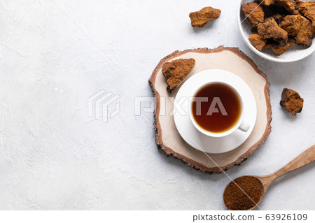 Organic Chaga mushroom coffee. Healthy drink 63926109