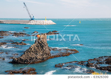 Gyeongju Yangnam Jusangjeolli Cliff, columnar joint and sea in Korea 63926300