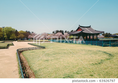Korean heritage site Anapji Pond at spring in Gyeongju, Korea 63926797