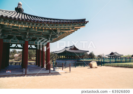 Korean heritage site Anapji Pond at spring in Gyeongju, Korea 63926800