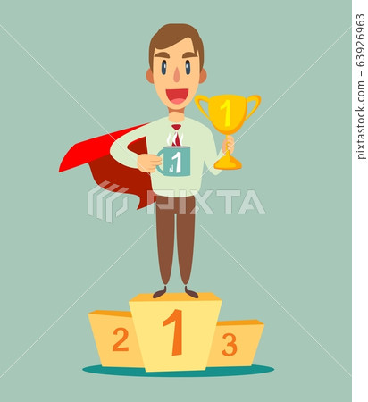 Young super hero with a proud, happy and confident expression, smiling and showing off success while Young super hero with a proud, happy and confident expression, smiling and showing off success while 63926963