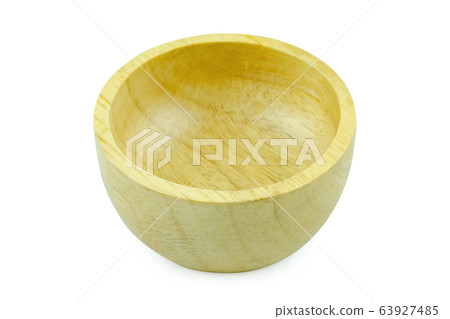 Empty wooden bowl isolated on white background Empty wooden bowl isolated on white background 63927485