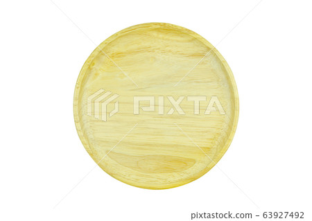 Empty wooden bowl top view isolated on white Empty wooden bowl top view isolated on white 63927492