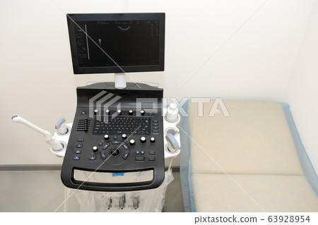 Interior of examination room with ultrasonography Interior of examination room with ultrasonography 63928954