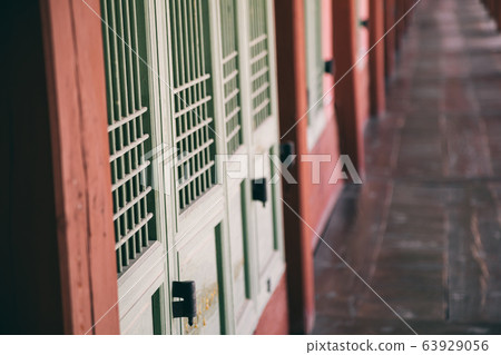 Korean traditional architecture Gyeongbokgung Palace (shallow depth) in Seoul, South Korea 63929056