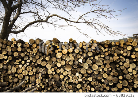 一堆木柴堆積起來 63929132