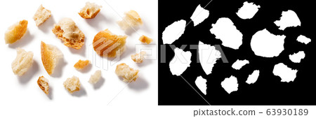 Bread crumbs or ragged pieces, paths, top 63930189