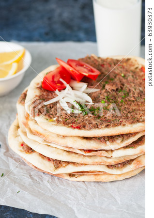 Lahmacun Turkish traditional cuisine, flatbread 63930373