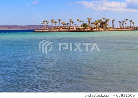 View of Red sea coast on the beach in Hurghada 63931509