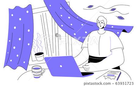Work from home - colorful flat design style illustration 63931723