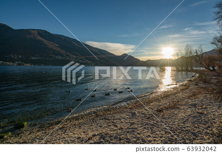 Sunset in port of Ascona 63932042