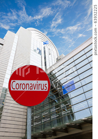European Union parlament and Covid sign European Union parlament and Covid sign 63932225