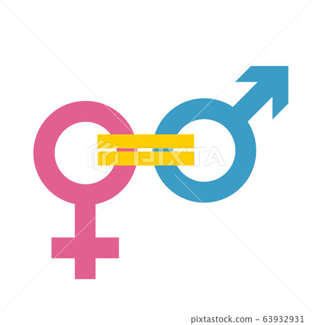 Gender equal sign vector icon. Men and women equal concept icon on white background. Female and male sex icon. 63932931