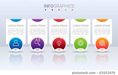 Business data visualization, infographic template with 5 steps on gray background, vector illustration 63932976