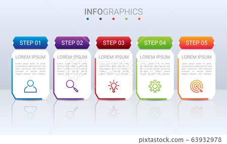 Business data visualization, infographic template with 5 steps on gray background, vector illustration 63932978