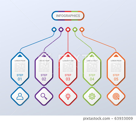 Business data visualization, infographic template with 5 steps on gray background, vector illustration Business data visualization, infographic template with 5 steps on gray background, vector illustration 63933009