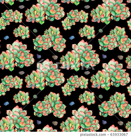 Watercolor seamless pattern with succulents plants - Stock Illustration ...
