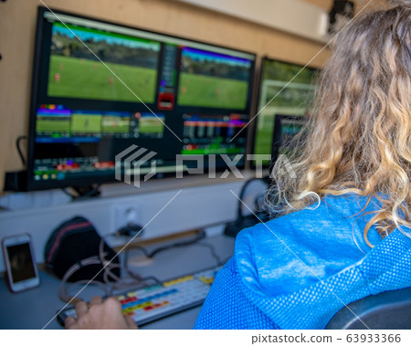 cut and transfer football match in the broadcasting car cut and transfer football match in the broadcasting car 63933366