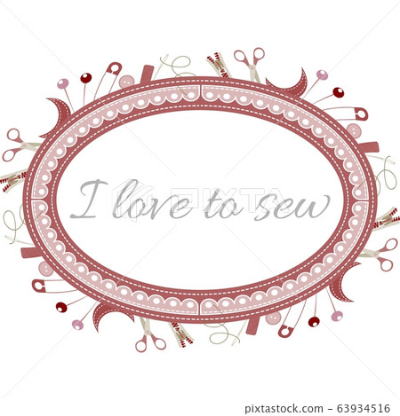 Vector illustration a oval frame from objects and Vector illustration a oval frame from objects and 63934516
