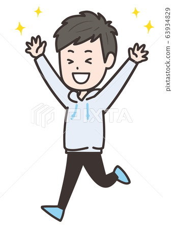Overjoyed man pose illustration 63934829