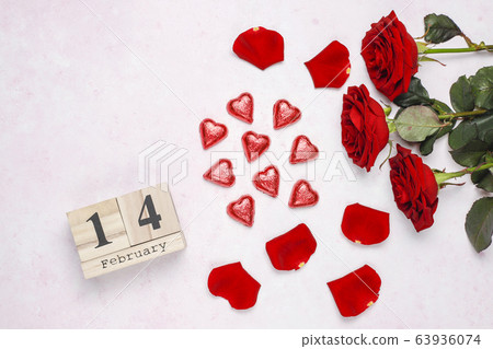 Valentines day background, Valentines day card with roses,top view Valentines day background, Valentines day card with roses,top view 63936074