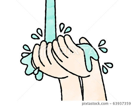 Hand wash-wet hands-watercolor 63937359