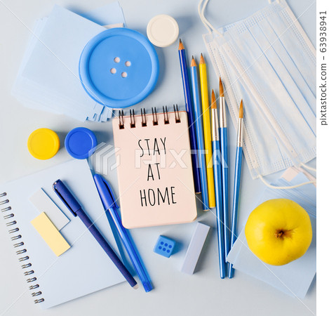 Concept of self quarantine at home. Preventative 63938941