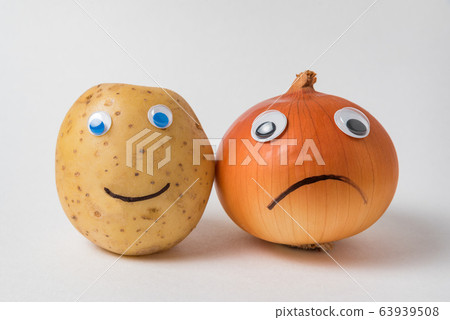 Positive potato and a sad napiform onion with Positive potato and a sad napiform onion with 63939508
