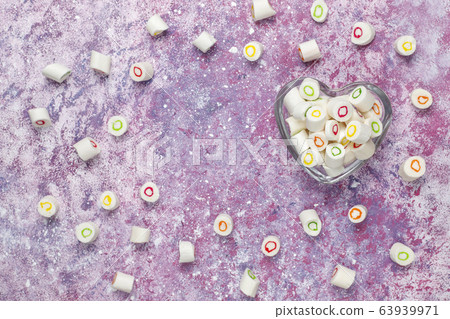 Different colorful sugar candies,top view 63939971