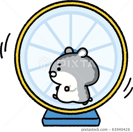 Dungarian hamster character turning a wheel 63940428
