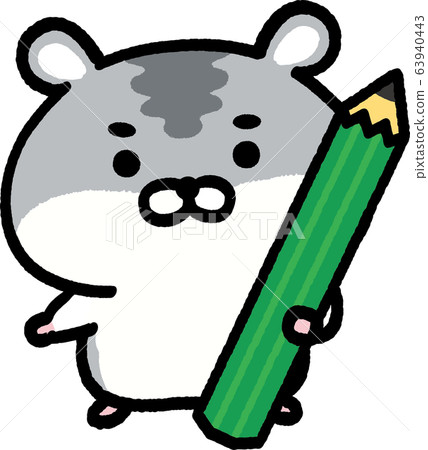 Djungarian hamster character with pencil 63940443