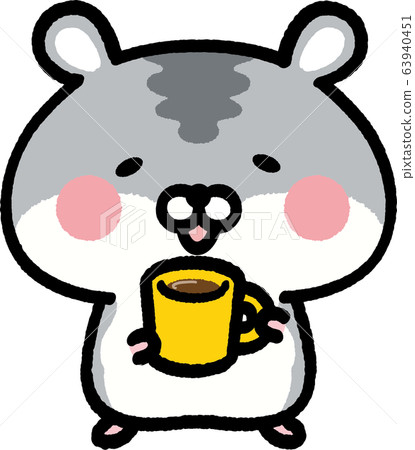 Djungarian hamster character with coffee Djungarian hamster character with coffee 63940451