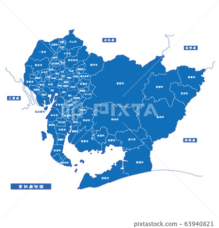 愛知縣地圖簡單的藍色城市 63940821