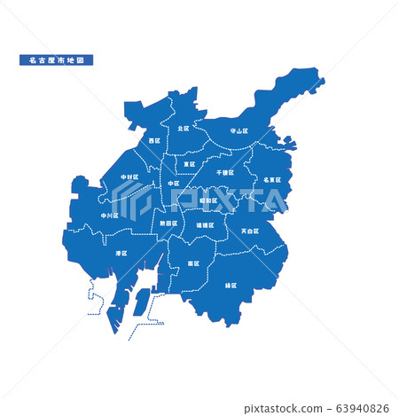 名古屋市地圖簡單藍色 名古屋市地圖簡單藍色 63940826