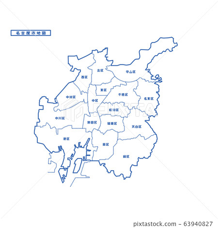 名古屋市地圖簡單的空白地圖 名古屋市地圖簡單的空白地圖 63940827