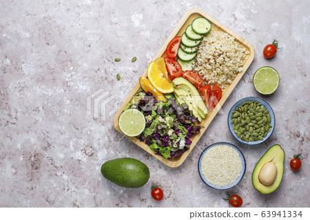 Healthy vegetarian balanced food concept,fresh vegetable salad, buddha bowl 63941334