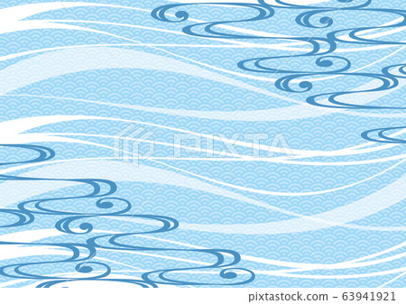 Japanese pattern background of running water crest light blue 63941921