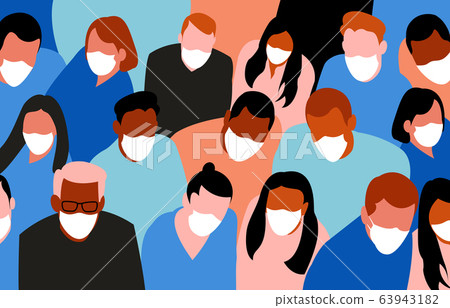 Group of people colorful composition  in white medical face mask.Concept of covid-19 vector illustration.  63943182