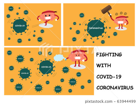 brain fighting with CORANAVIRUS and COVID-19 63944499