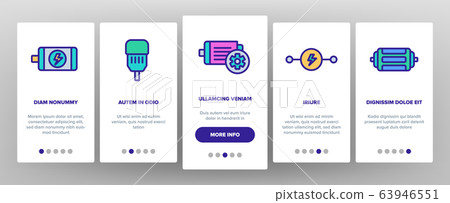 Electronic Motor Tool Onboarding Icons Set Vector 63946551
