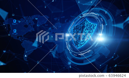 Shield Icon Cyber Security, Digital Data Network Shield Icon Cyber Security, Digital Data Network 63946624