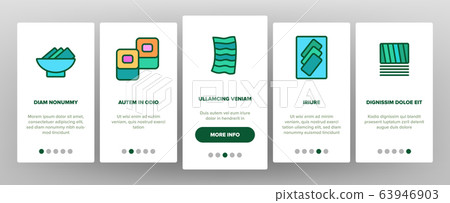 Nori Seaweed Asia Food Onboarding Icons Set Vector 63946903