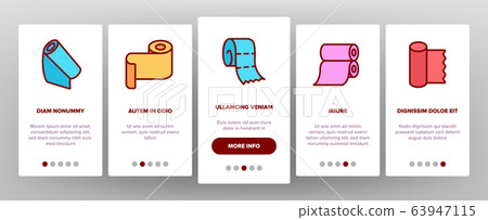 Roll And Reel Material Onboarding Icons Set Vector 63947115