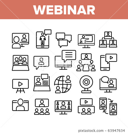 Webinar Education Collection Icons Set Vector 63947634